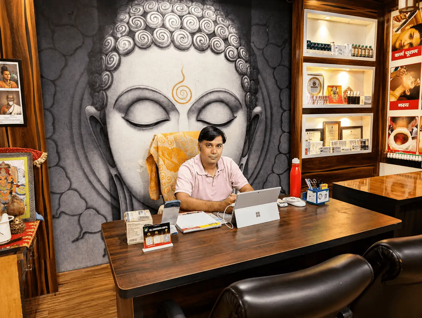Dr. Chaitanya Gupta in consultation at Ayurveda Gokulam Clinic, Vijay Nagar, Indore