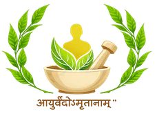Ayurveda Gokulam Clinic logo — mortar and pestle framed by leaves
